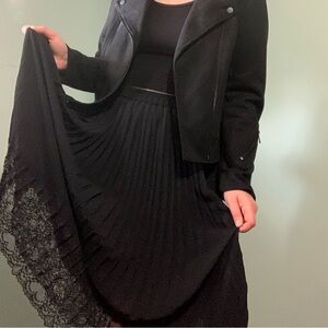 CLUB MONACO lace trim pleated midi skirt